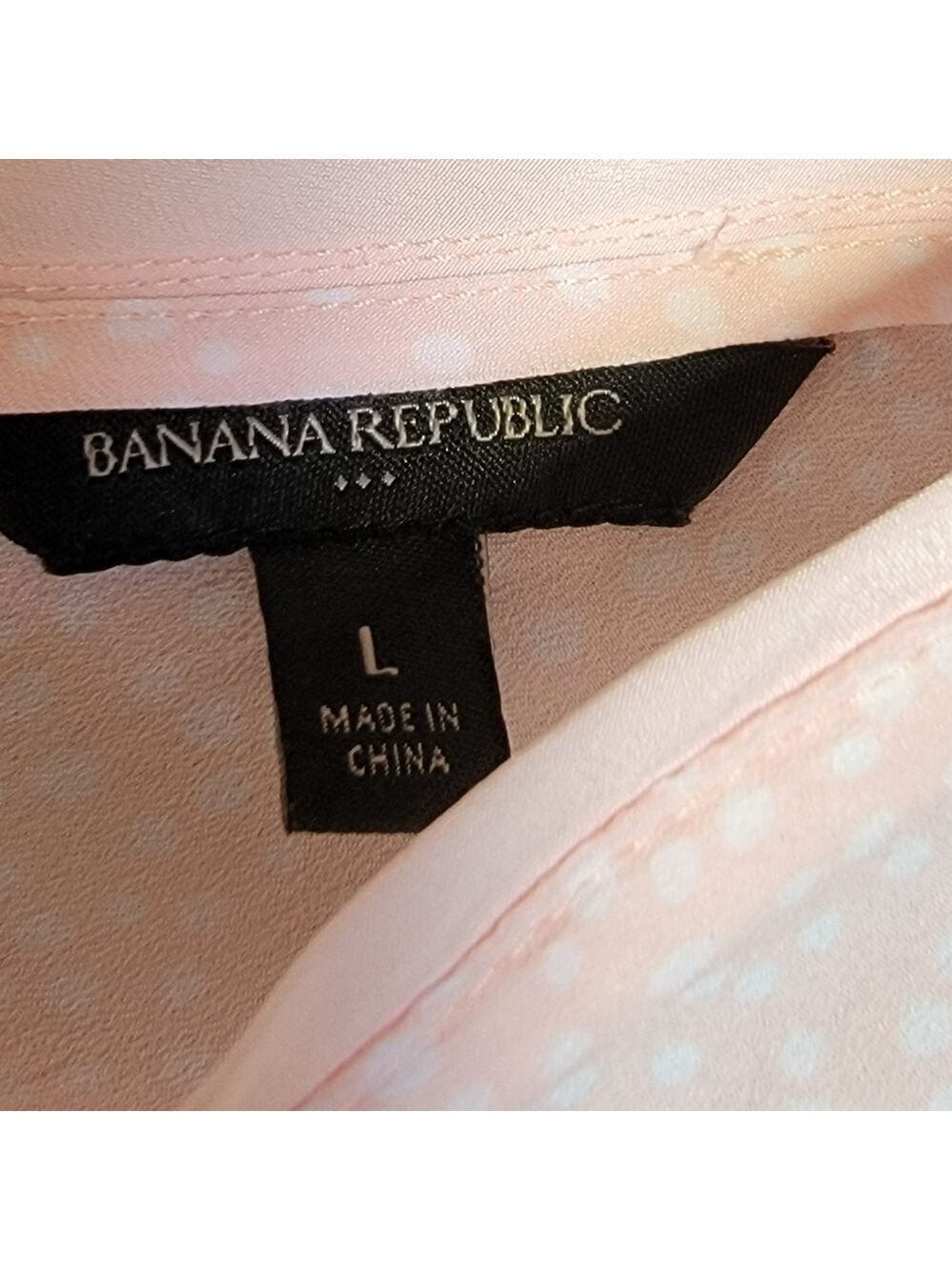 Banana Republic Pink White Dotted V-Neck Tank Size Large EUC - Picture 4 of 7